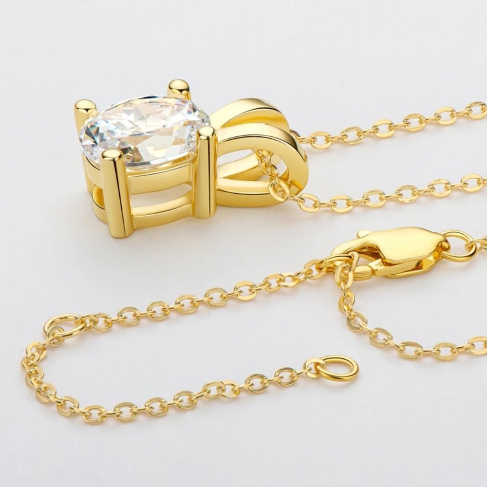 Certified 1ct. t.w. Moissanite Diamond Oval Pendant Necklace NEW - Picture 3 of 9